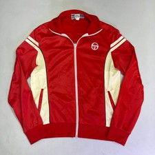 SERGIO TACCHINI Sportswear Track Suit Zip Up Jacket US Sz 40 Red/Cream Used 