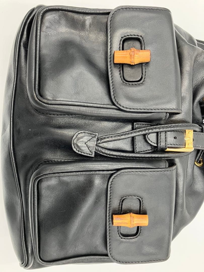 GUCCI Bamboo Drawstring Mini Backpack Rucksack Le… - image 12