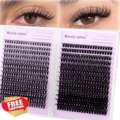 WENDY LASHES Cluster Lashes 560PCS DIY Individual Wispy D-Curl 10-18MM