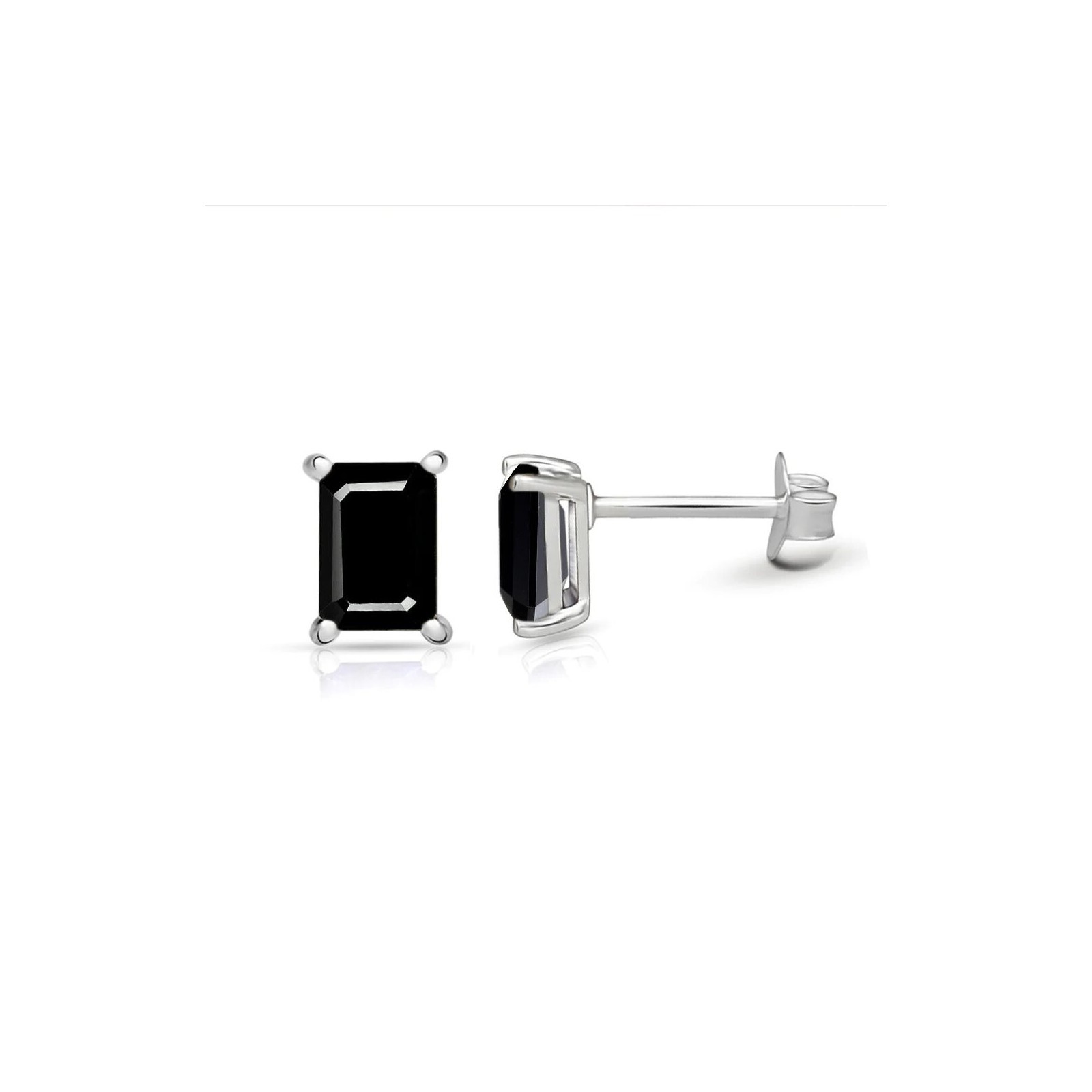 Boucles Spinelle noire BK117, puces rectangulaires anti-allergie