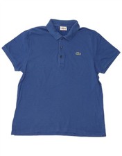 LACOSTE Mens Slim Fit Polo Shirt Size 5 Large Blue Cotton AX02