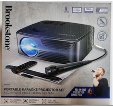 Brookstone Portable KARAOKE Projector Set Multimedia System Microphone Speaker