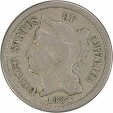 1882 Three Cent Nickel F Uncertified #222