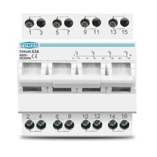 63 Amp 4 Pole Mains to Generator Changeover Switch  3 phase +N DIN rail