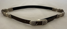 Brighton Reversible Belt Size M/30 Black Brown Smooth Braided W/ Mesh Metal