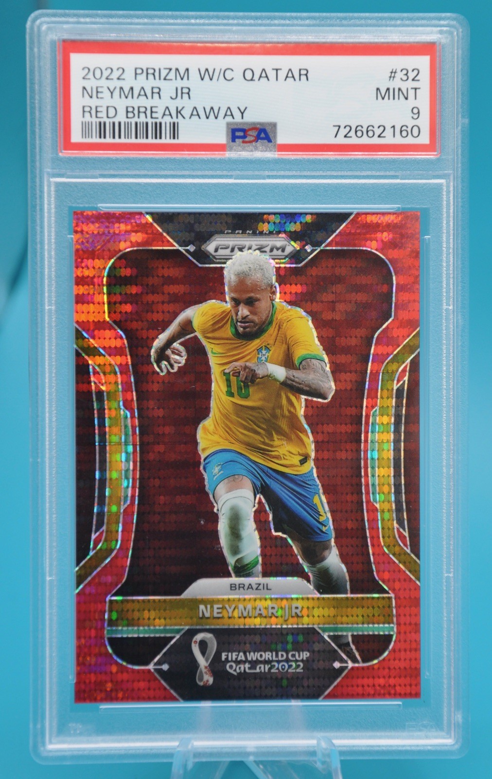 2022 Prizm World Cup Neymar Jr Red Breakaway Prizm PSA 9 Mint /99 #32 Brazil