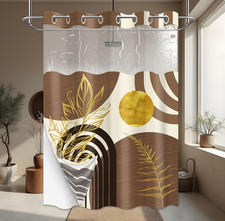 Boho Modern Hook-less Shower Curtain with Snap in Liner, 54" W X 80" L, NIB