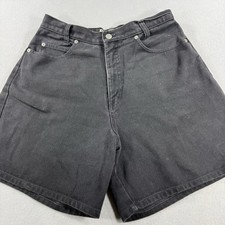 Vintage CENZA Palmetto Womens Denim Shorts Size 10 High Waisted Cuffed Black