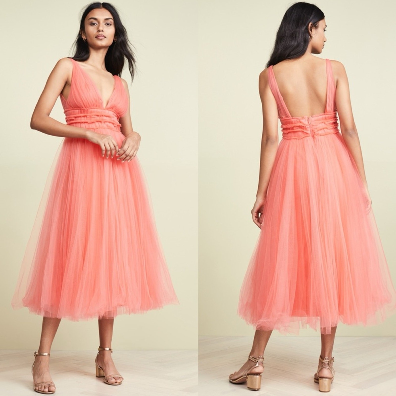MARIA LUCIA HOHAN Ilyana Midi Dress In Coral Size FR 36/4
