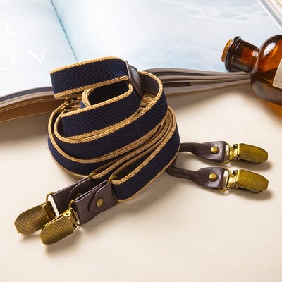Gelbe elastische Hosenträger Y-Form Hosenträger Leder Nylon Rahmen