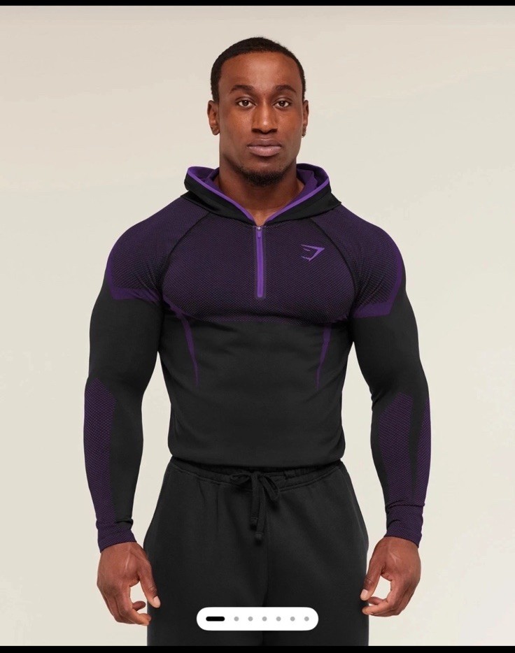 Gymshark Onyx 5.0 Seamless Hoodie - Black/Athletic Purple Extra