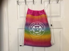 Build A Bear Backpack Cinch Pink Rainbow Bag Tote Drawstring 17x13 Nylon BABW