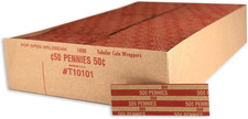 Flat Penny Coin Wrappers Red .50 Rolls 1000 Pcs Bank Money Currency Paper