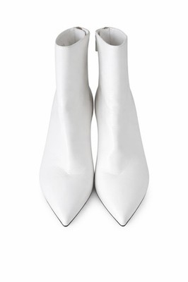 Stuart Weitzman White Leather Pointed Toe Ankle Boots Stiletto Booties 8 NIB