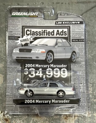 Greenlight 1/64 Classified Ads Silver 2004 Mercury Marauder Diecast Car