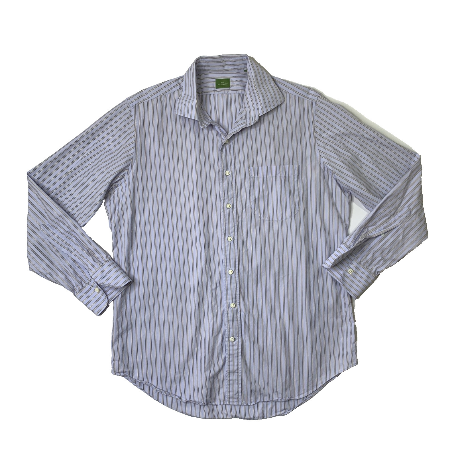 Sid Mashburn Shirt Mens 16 Grapemist White Striped Long Sleeve Business Dress