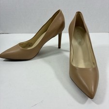 Nine West Etta Leather Pointed Toe Stiletto Heels Pumps 5.5 Shoes Beige Nude Tan
