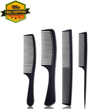 4 Pieces Combs for Women and Man, Premium Black Carbon Fiber Hair Comb Set