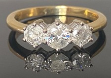 18ct Gold 1.00ct Diamond Engagement Trilogy Ring 1 ct 18 Carat 3 Stones 1ct 18K