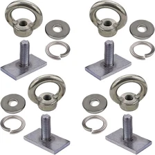 4 Pack Heavy Duty Eye Bolt, Stainless Steel - M8 Eye Nuts, Track Mount Tie down