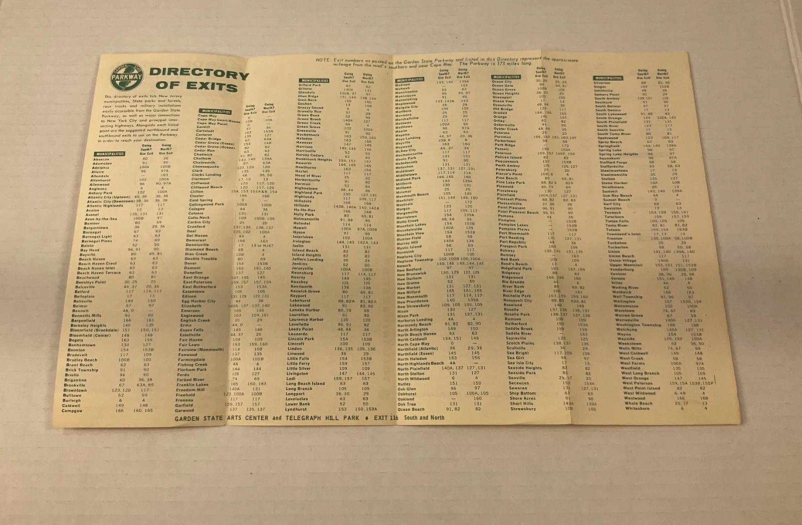 Vintage 1952 Garden State Parkway Directory of Exits~Toll & Safety Info Brochure - product detail image 4