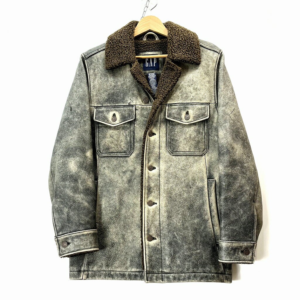 Used] GAP Gap Old Gap Leather Jacket Faded Boa Back Lunch