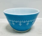 Vintage Pyrex #401 Snowflake Garland Nesting Mixing Bowl 1.5 Pint Small Blue USA