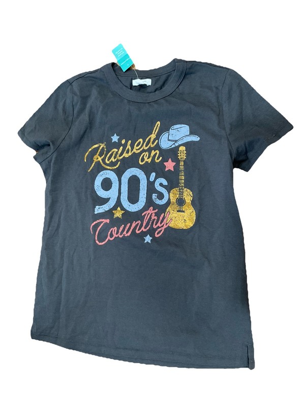 Maurice's Gray Raised On 90s Country Tshirt Size Small NWT Short Sleeve Shirt