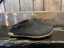 Glerups Slip On Black Wool Slipper With Honey Rubber Bottom - EU Size 36