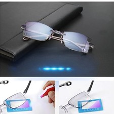 2 Pair Rimless Bifocal Reading Glasses Anti Blue Light Far Near Readers Unisex