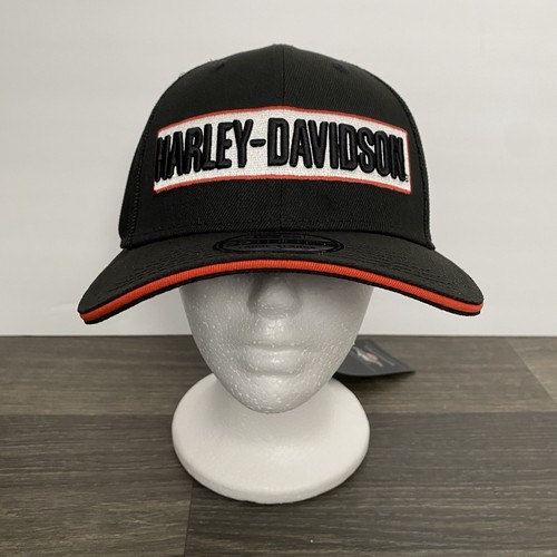 Harley Davidson Motorcyles Hat New Era 39THIRTY Large / XL Black Mesh Fitted Cap - Picture 1 of 10