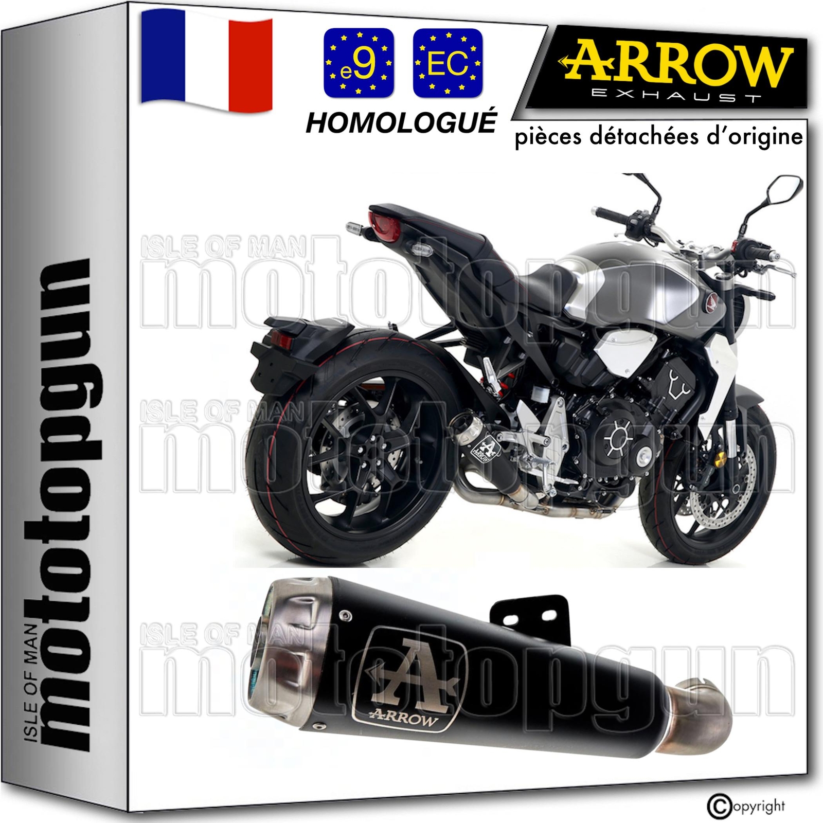 Silencieux Arrow Pro-Race noir pour rouler en ville avec la Honda CB 1000 R 2018