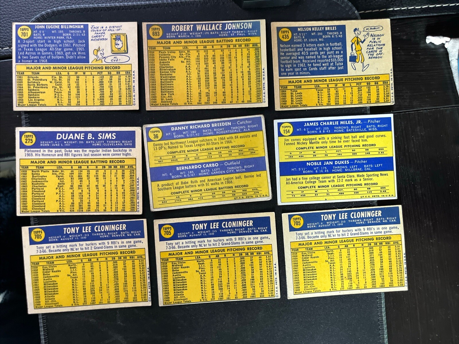 (9) 1970 Topps Baseball Card Lot VGEX condition 36 154 275 435 693 701