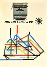 Olivetti Lettera 22 Italian Typewriter Advertising Giclee Canvas Print 14x20