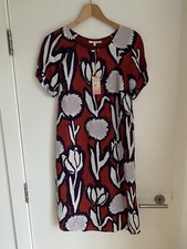 White Stuff Midikleid "Bike Ride" Größe 8 neu mit Etikett Midi gefüttert rot rustikal Marmelade