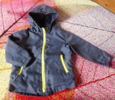 dopodopo leichte Jacke Jungen Gr. 92 Jeans-Optik, dunkelblau gelb, mit Kapuze