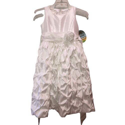 New Cinderella Girls Sz 10 White First Communion Flower Girl Pinch Dress