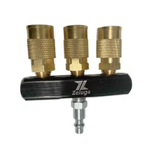 22-161 3-Way Industrial Bar Air Manifold with Brass 3 Coupler
