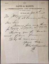 1914 Gates & Manuel Undertakers & Embalmers St Louis MO Letterhead