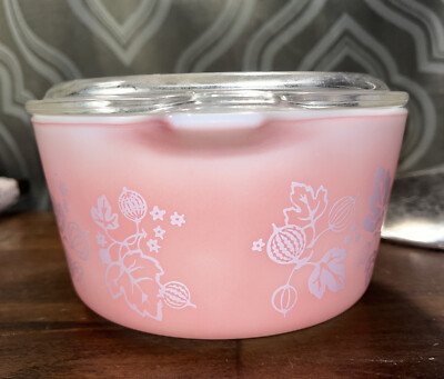 Vintage Pyrex Pink Gooseberry 473 1 Quart Bowl With Lid 30 470-C