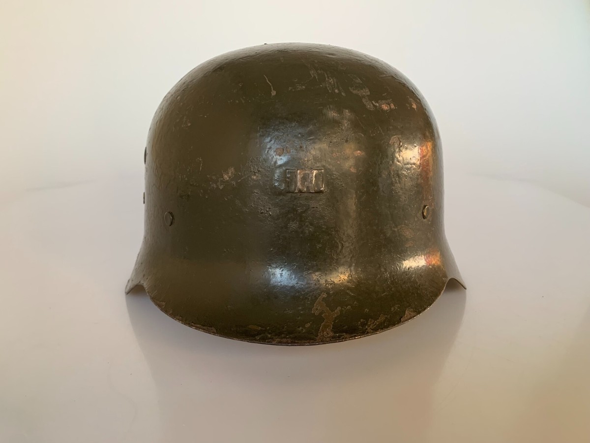 VTG Old Spanish Z42 Helmet w Reversible Amoeba Cover Paratroopers