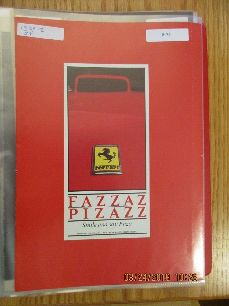 Ferrari#170 Article Pictorial 4 page POSTER 68 Race Cars Ferrari Feb 1985 8 pg