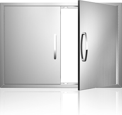 BBQ Access Door Double BBQ Doors for Outdoor Kitchen Grill Station 33Wx23H''