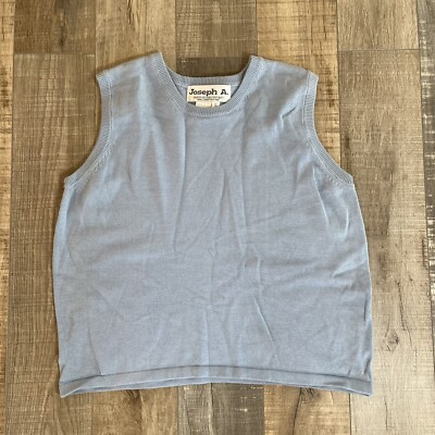 Joseph A QU EST-CE QUE C EST SILK Womens Sleeveless Sweater L Light Blue