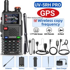 1X 5RH GPS WALKIE TALKIE MULTI BAND RECHARGEABLE TWO WAY RADIO 108CM HEADSET KIT