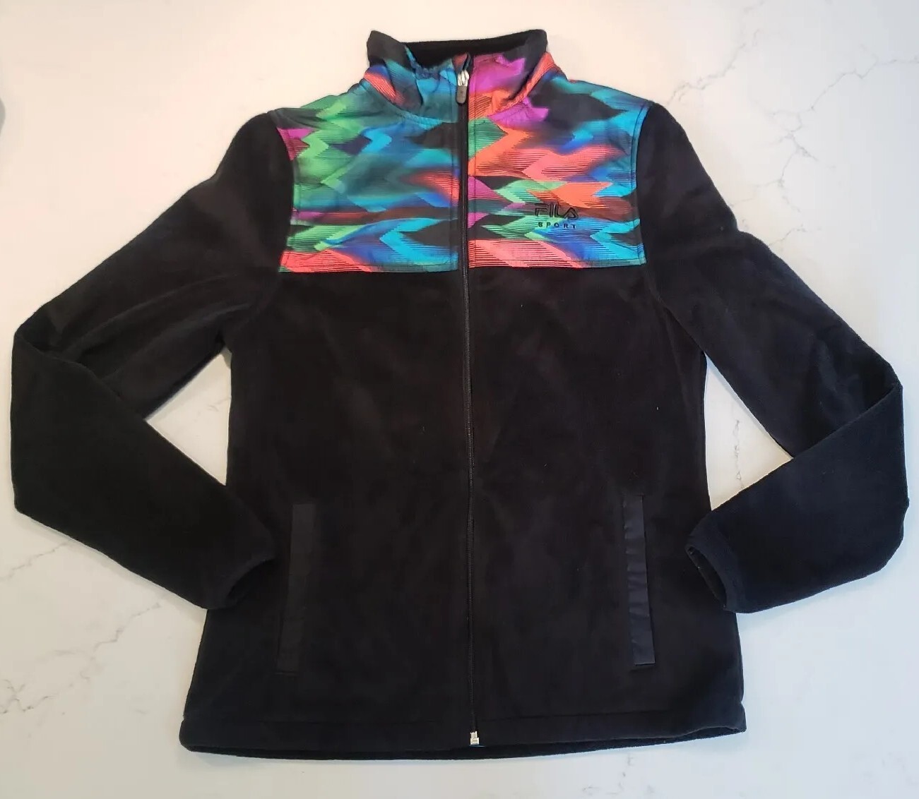 FILA Giacca Donna Running Track Full Zip Nera Multicolore Taglia Extra Small