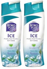 2 x Boro Plus Prickly Heat Powder ICY COOL With Neem  Tulsi 8 Benefit Talc-150g