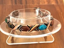Copper Magnetic Link Colorful Stones Bracelet Arthritis Pain Relieve