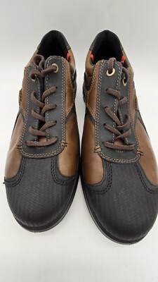 NEW ECCO Yak LEATHER Mens 8.5 Shoe  Brown Black Comfort DURABLE Sneaker