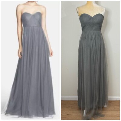 JENNY YOO Annabelle Convertible Tulle Maxi Gown Size Gray